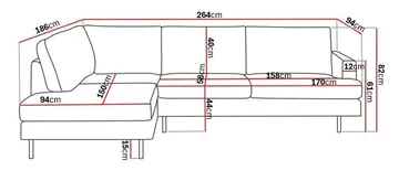 Menard Compact 4-sits Vänstervänd L-formad Schäslongsoffa i Manchester - Mörkgrå - Möbler - Soffa - Divansoffa & schäslongsoffa - 4 sits soffa med divan
