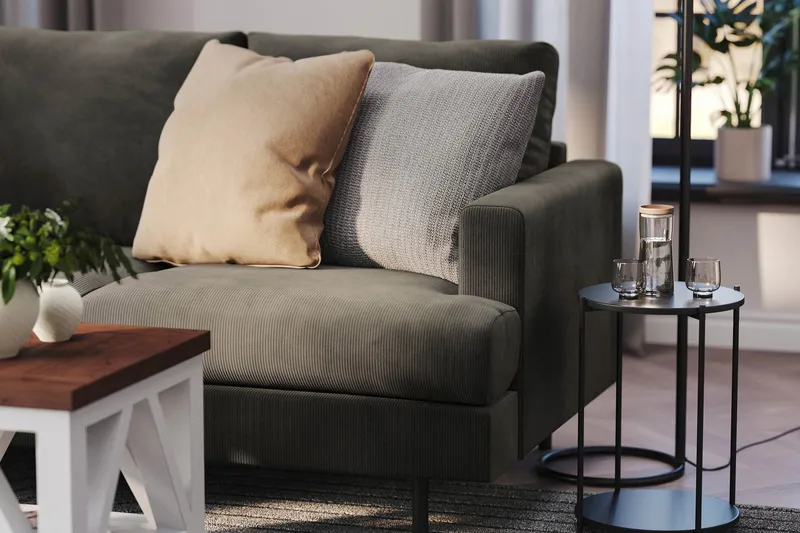 Menard Compact 4-sits Vänstervänd L-formad Schäslongsoffa i Manchester - Mörkgrå - Möbler - Soffa - Divansoffa & schäslongsoffa - 4 sits soffa med divan