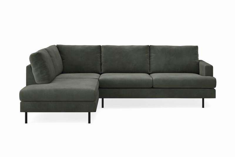 Menard Compact 4-sits Vänstervänd L-formad Schäslongsoffa i Manchester - Mörkgrön - Möbler - Soffa - Divansoffa & schäslongsoffa - 4 sits soffa med divan