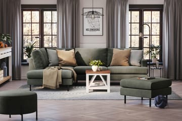 Menard Compact 4-sits Vänstervänd L-formad Schäslongsoffa i Manchester - Mörkgrön - Möbler - Soffa - Divansoffa & schäslongsoffa - 4 sits soffa med divan