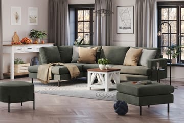 Menard Compact 4-sits Vänstervänd L-formad Schäslongsoffa i Manchester - Mörkgrön - Möbler - Soffa - Divansoffa & schäslongsoffa - 4 sits soffa med divan