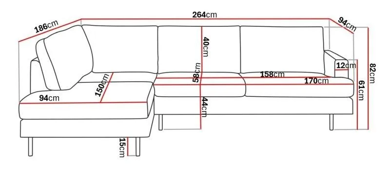 Menard Compact 4-sits Vänstervänd L-formad Schäslongsoffa i Manchester - Mörkgrön - Möbler - Soffa - Divansoffa & schäslongsoffa - 4 sits soffa med divan