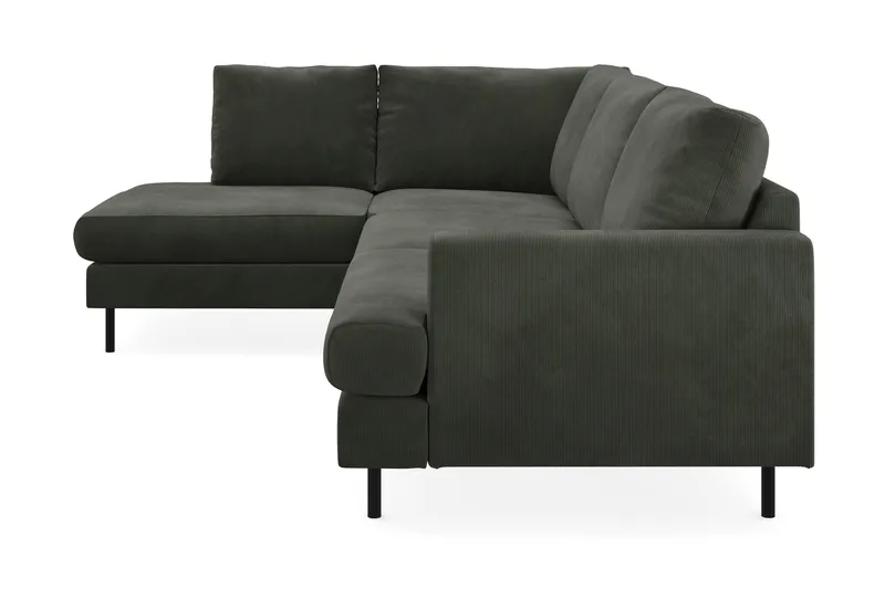 Menard Compact 4-sits Vänstervänd L-formad Schäslongsoffa i Manchester - Mörkgrön - Möbler - Soffa - Divansoffa & schäslongsoffa - 4 sits soffa med divan
