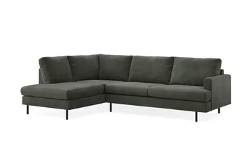 Menard Compact 4-sits Vänstervänd L-formad Schäslongsoffa i Manchester - Mörkgrön - Möbler - Soffa - Divansoffa & schäslongsoffa - 4 sits soffa med divan