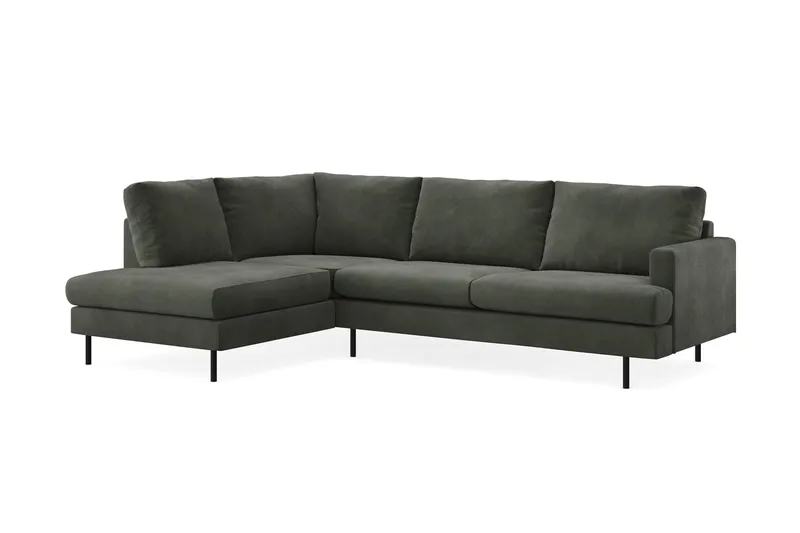 Menard Compact 4-sits Vänstervänd L-formad Schäslongsoffa i Manchester - Mörkgrön - Möbler - Soffa - Divansoffa & schäslongsoffa - 4 sits soffa med divan