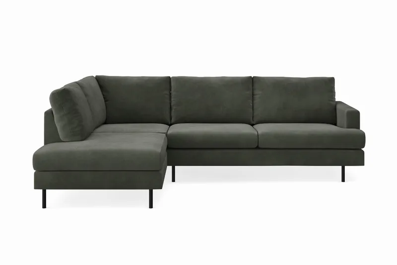Menard Compact 4-sits Vänstervänd L-formad Schäslongsoffa i Manchester - Mörkgrön - Möbler - Soffa - Divansoffa & schäslongsoffa - 4 sits soffa med divan