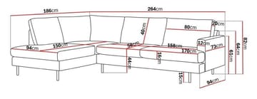 Menard Compact 4-sits Vänstervänd L-formad Schäslongsoffa i Manchester - Mörkgrön - Möbler - Soffa - Divansoffa & schäslongsoffa - 4 sits soffa med divan
