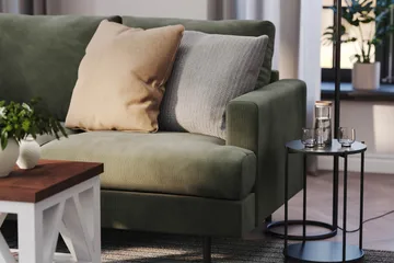 Menard Compact 4-sits Vänstervänd L-formad Schäslongsoffa i Manchester - Mörkgrön - Möbler - Soffa - Divansoffa & schäslongsoffa - 4 sits soffa med divan
