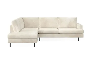 Menard Compact 4-sits Vänstervänd L-formad Schäslongsoffa i Sammet - Krämvit - Möbler - Soffa - Divansoffa & schäslongsoffa - 4 sits soffa med divan