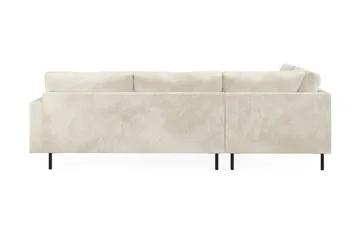 Menard Compact 4-sits Vänstervänd L-formad Schäslongsoffa i Sammet - Krämvit - Möbler - Soffa - Divansoffa & schäslongsoffa - 4 sits soffa med divan