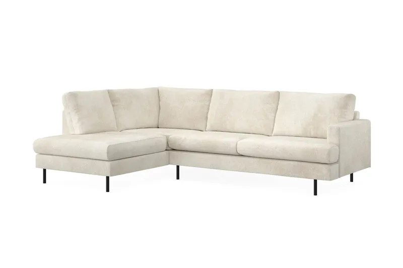 Menard Compact 4-sits Vänstervänd L-formad Schäslongsoffa i Sammet - Krämvit - Möbler - Soffa - Divansoffa & schäslongsoffa - 4 sits soffa med divan