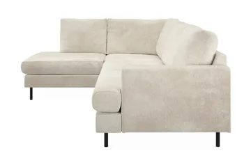 Menard Compact 4-sits Vänstervänd L-formad Schäslongsoffa i Sammet - Krämvit - Möbler - Soffa - Divansoffa & schäslongsoffa - 4 sits soffa med divan