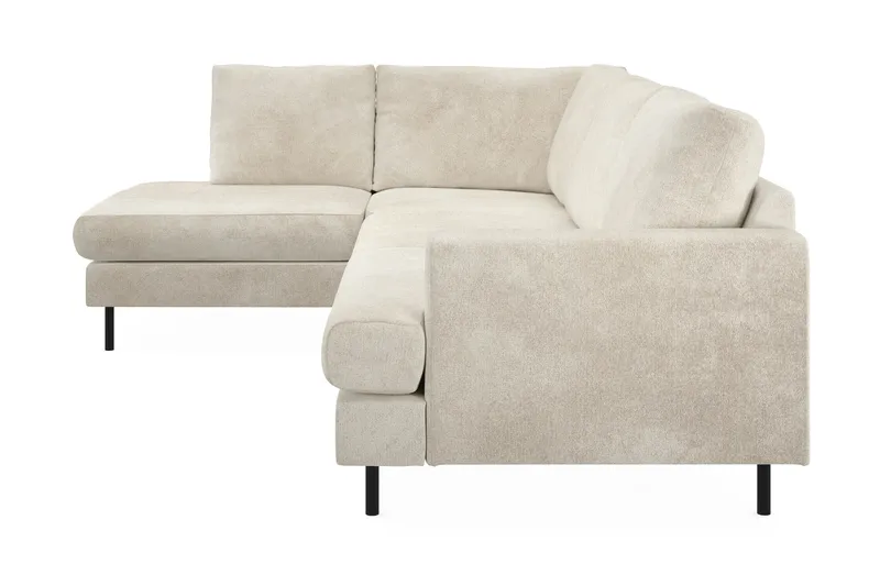 Menard Compact 4-sits Vänstervänd L-formad Schäslongsoffa i Sammet - Krämvit - Möbler - Soffa - Divansoffa & schäslongsoffa - 4 sits soffa med divan