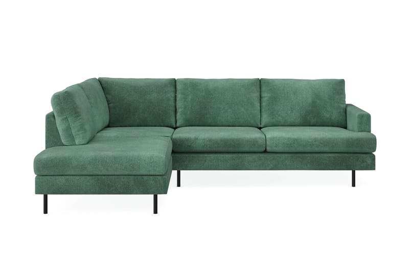 Menard Compact 4-sits Vänstervänd L-formad Schäslongsoffa i Sammet - Mörkgrön - Möbler - Soffa - Divansoffa & schäslongsoffa - 4 sits soffa med divan