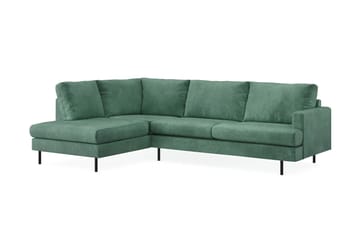 Menard Compact 4-sits Vänstervänd L-formad Schäslongsoffa i Sammet - Mörkgrön - Möbler - Soffa - Divansoffa & schäslongsoffa - 4 sits soffa med divan