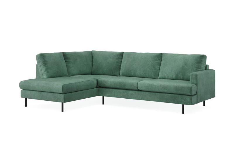 Menard Compact 4-sits Vänstervänd L-formad Schäslongsoffa i Sammet - Mörkgrön - Möbler - Soffa - Divansoffa & schäslongsoffa - 4 sits soffa med divan