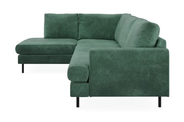 Menard Compact 4-sits Vänstervänd L-formad Schäslongsoffa i Sammet - Mörkgrön - Möbler - Soffa - Divansoffa & schäslongsoffa - 4 sits soffa med divan