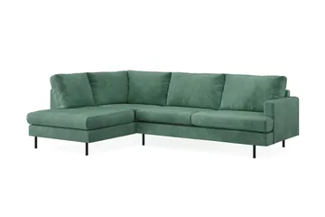 Menard Compact 4-sits Vänstervänd L-formad Schäslongsoffa i Sammet - Mörkgrön - Möbler - Soffa - Divansoffa & schäslongsoffa - 4 sits soffa med divan