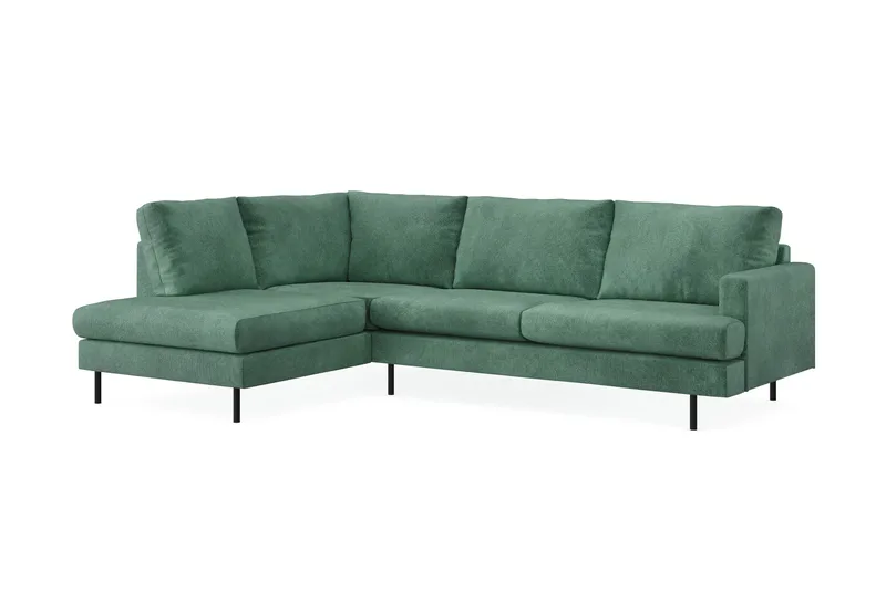 Menard Compact 4-sits Vänstervänd L-formad Schäslongsoffa i Sammet - Mörkgrön - Möbler - Soffa - Divansoffa & schäslongsoffa - 4 sits soffa med divan