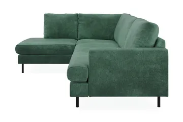 Menard Compact 4-sits Vänstervänd L-formad Schäslongsoffa i Sammet - Mörkgrön - Möbler - Soffa - Divansoffa & schäslongsoffa - 4 sits soffa med divan