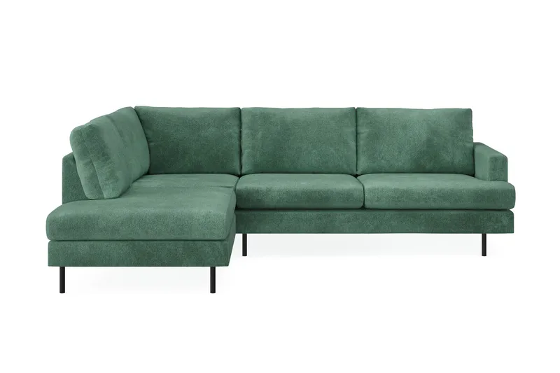 Menard Compact 4-sits Vänstervänd L-formad Schäslongsoffa i Sammet - Mörkgrön - Möbler - Soffa - Divansoffa & schäslongsoffa - 4 sits soffa med divan