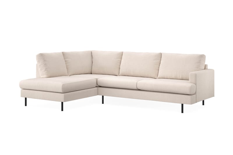 Menard Compact 4-sits Vänstervänd L-formad Schäslongsoffa i Tyg - Beige - Möbler - Soffa - Divansoffa & schäslongsoffa - 4 sits soffa med divan