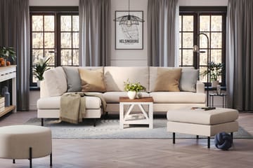 Menard Compact 4-sits Vänstervänd L-formad Schäslongsoffa i Tyg - Beige - Möbler - Soffa - Divansoffa & schäslongsoffa - 4 sits soffa med divan