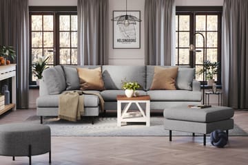 Menard Compact 4-sits Vänstervänd L-formad Schäslongsoffa i Tyg - Grå - Möbler - Soffa - Divansoffa & schäslongsoffa - 4 sits soffa med divan