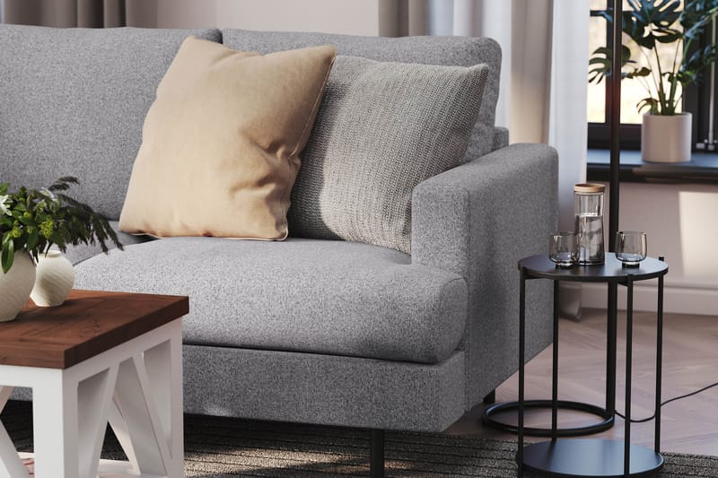 Menard Compact 4-sits Vänstervänd L-formad Schäslongsoffa i Tyg - Grå - Möbler - Soffa - Divansoffa & schäslongsoffa - 4 sits soffa med divan