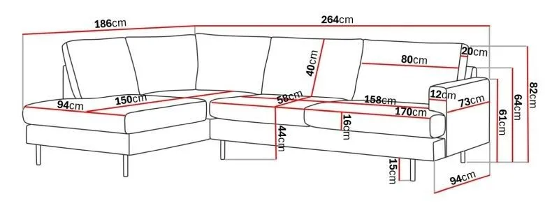 Menard Compact 4-sits Vänstervänd L-formad Schäslongsoffa i Tyg - Mörkgrå - Möbler - Soffa - Divansoffa & schäslongsoffa - 4 sits soffa med divan