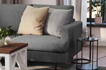 Menard Compact 4-sits Vänstervänd L-formad Schäslongsoffa i Tyg - Mörkgrå - Möbler - Soffa - Divansoffa & schäslongsoffa - 4 sits soffa med divan