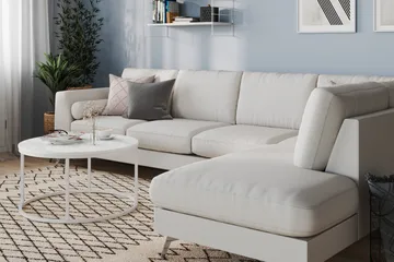 Ocean Lyx 4-sits Högervänd L-formad Schäslongsoffa i Tyg - Ljusgrå - Möbler - Soffa - Divansoffa & schäslongsoffa - 4 sits soffa med divan