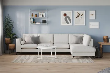 Ocean Lyx 4-sits Högervänd L-formad Schäslongsoffa i Tyg - Ljusgrå - Möbler - Soffa - Divansoffa & schäslongsoffa - 4 sits soffa med divan