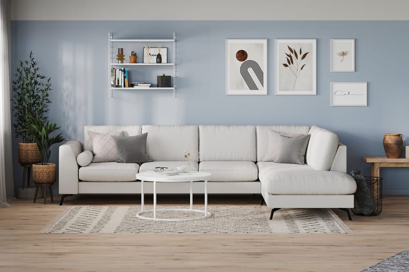 Ocean Lyx 4-sits Högervänd L-formad Schäslongsoffa i Tyg - Ljusgrå - Möbler - Soffa - Divansoffa & schäslongsoffa - 4 sits soffa med divan