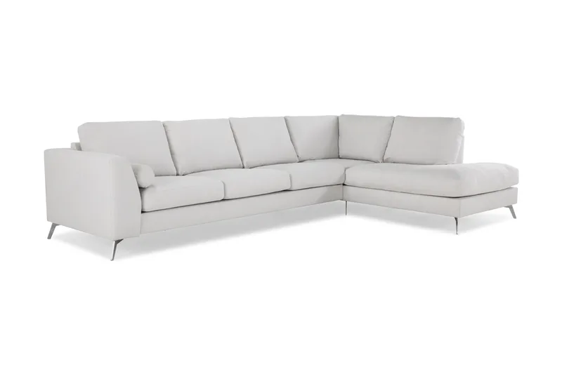 Ocean Lyx 4-sits Högervänd L-formad Schäslongsoffa i Tyg - Ljusgrå - Möbler - Soffa - Divansoffa & schäslongsoffa - 4 sits soffa med divan