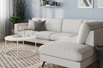 Ocean Lyx 4-sits Högervänd L-formad Schäslongsoffa i Tyg - Ljusgrå - Möbler - Soffa - Divansoffa & schäslongsoffa - 4 sits soffa med divan