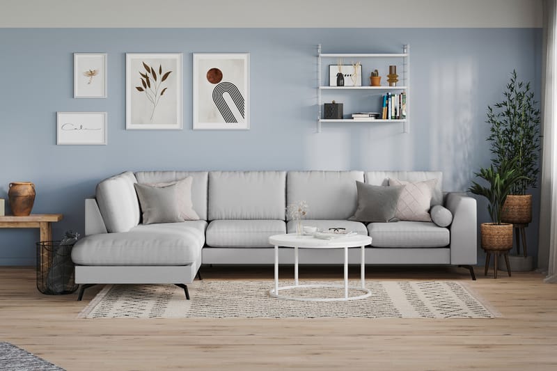 Ocean Lyx 4-sits Vänstervänd L-formad Schäslongsoffa i Tyg - Grå - Möbler - Soffa - Divansoffa & schäslongsoffa - 4 sits soffa med divan