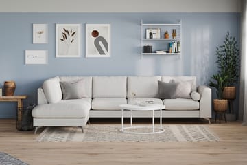 Ocean Lyx 4-sits Vänstervänd L-formad Schäslongsoffa i Tyg - Ljusgrå - Möbler - Soffa - Divansoffa & schäslongsoffa - 4 sits soffa med divan