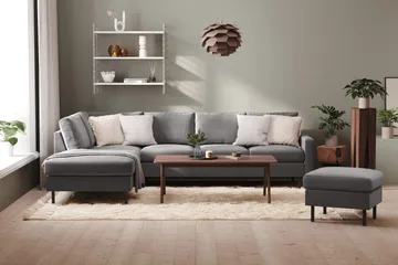 Peppe 4-sits Vänstervänd L-formad Schäslongsoffa i Tyg - Ljusgrå - Möbler - Soffa - Divansoffa & schäslongsoffa - 4 sits soffa med divan