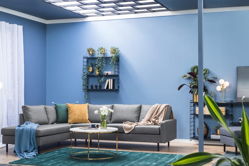 Peppe 4-sits Vänstervänd L-formad Schäslongsoffa i Tyg - Ljusgrå - Möbler - Soffa - Divansoffa & schäslongsoffa - 4 sits soffa med divan