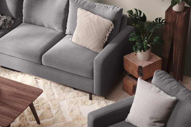 Peppe 4-sits Vänstervänd L-formad Schäslongsoffa i Tyg - Ljusgrå - Möbler - Soffa - Divansoffa & schäslongsoffa - 4 sits soffa med divan