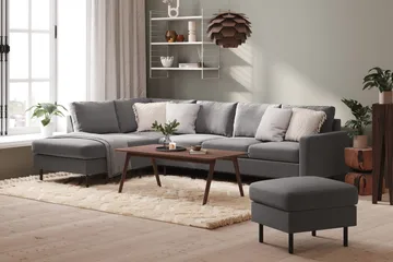 Peppe 4-sits Vänstervänd L-formad Schäslongsoffa i Tyg - Ljusgrå - Möbler - Soffa - Divansoffa & schäslongsoffa - 4 sits soffa med divan