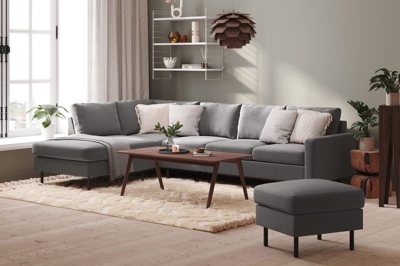 Peppe 4-sits Vänstervänd L-formad Schäslongsoffa i Tyg - Ljusgrå - Möbler - Soffa - Divansoffa & schäslongsoffa - 4 sits soffa med divan