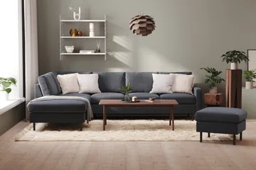 Peppe 4-sits Vänstervänd L-formad Schäslongsoffa i Tyg - Mörkgrå - Möbler - Soffa - Divansoffa & schäslongsoffa - 4 sits soffa med divan