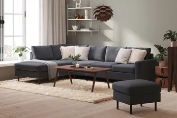 Peppe 4-sits Vänstervänd L-formad Schäslongsoffa i Tyg - Mörkgrå - Möbler - Soffa - Divansoffa & schäslongsoffa - 4 sits soffa med divan