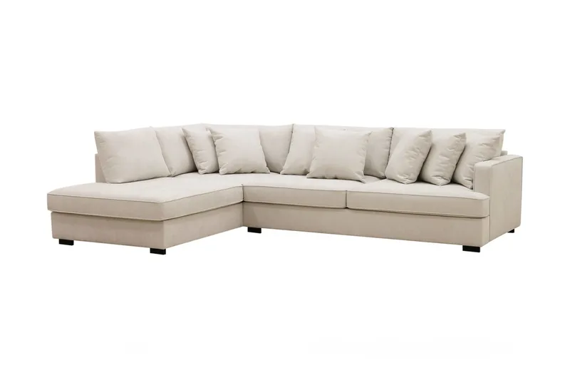 Rossita 4-sits Vänstervänd L-formad Djup Schäslongsoffa i Tyg - Beige - Möbler - Soffa - Divansoffa & schäslongsoffa - 4 sits soffa med divan