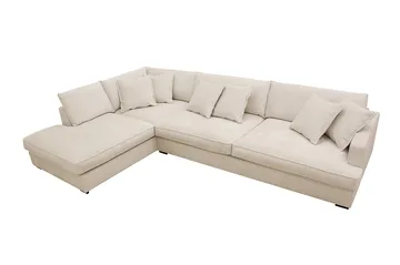 Rossita Lyx 4-sits Vänstervänd L-formad Extra Djup Schäslongsoffa i Chenille - Beige Chenille - Möbler - Soffa - Divansoffa & schäslongsoffa - 4 sits soffa med divan