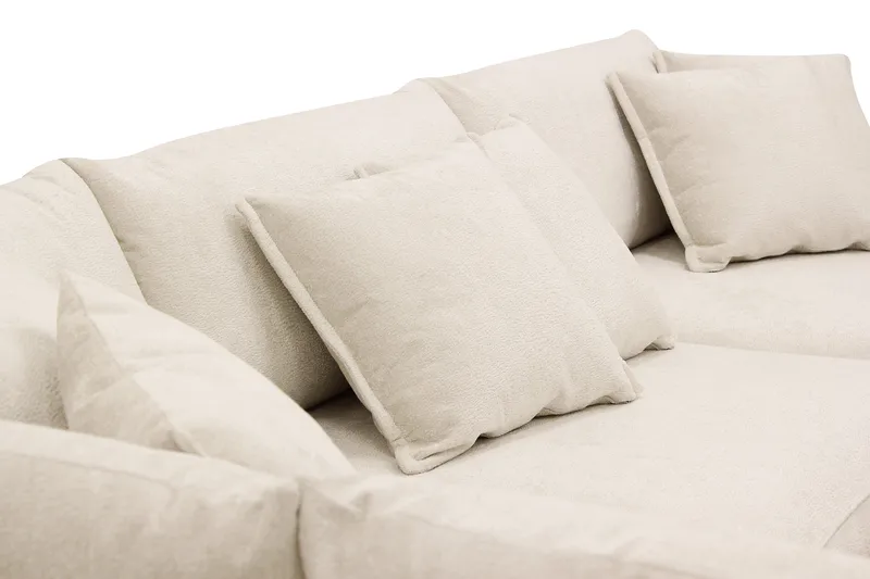 Rossita Lyx 4-sits Vänstervänd L-formad Extra Djup Schäslongsoffa i Chenille - Beige Chenille - Möbler - Soffa - Divansoffa & schäslongsoffa - 4 sits soffa med divan