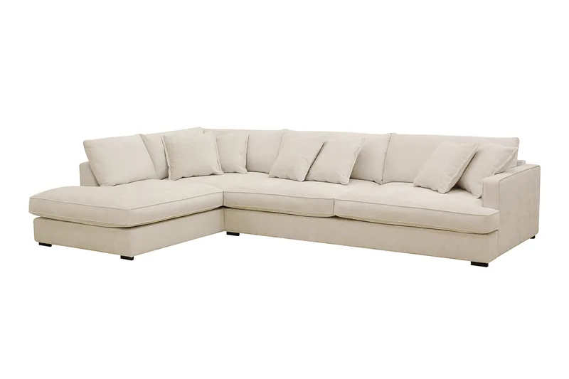 Rossita Lyx 4-sits Vänstervänd L-formad Extra Djup Schäslongsoffa i Chenille - Beige Chenille - Möbler - Soffa - Divansoffa & schäslongsoffa - 4 sits soffa med divan
