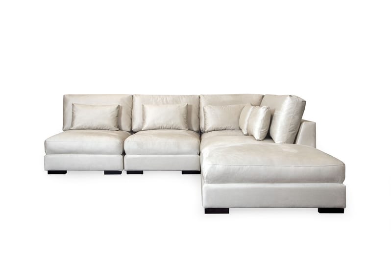 Schäslongsoffa Dubai Vänster Sammet, Vit